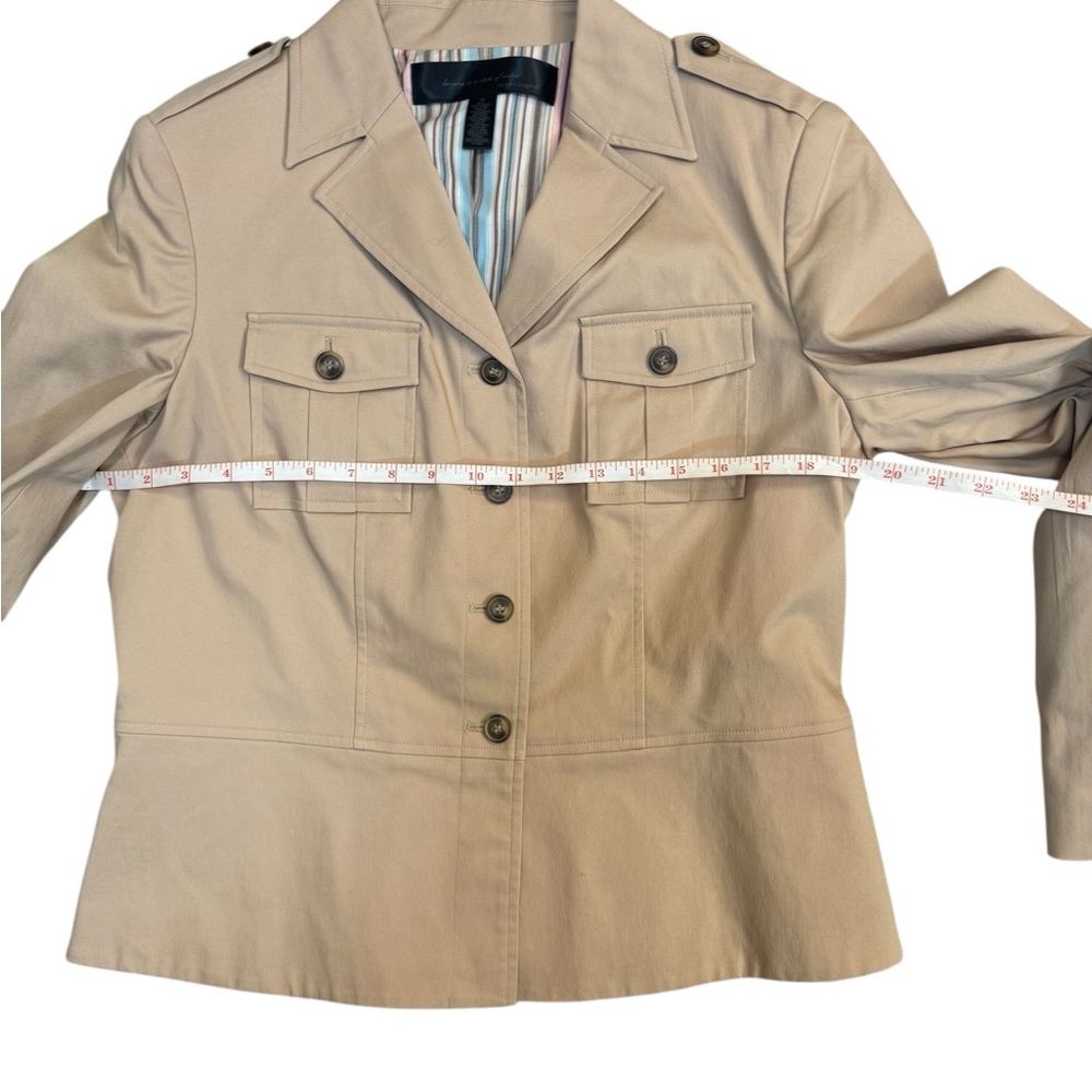 Apostrophe Tan Utility Jacket Women’s Size M Button Front Cotton Blend - Picture 6 of 10